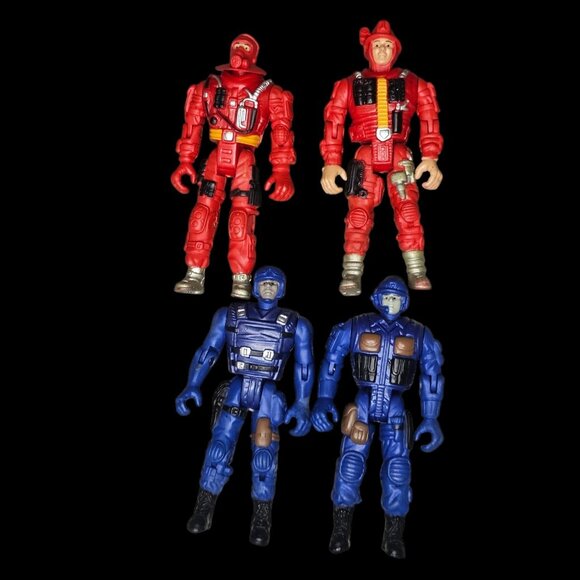 Red Fireman Fire Fighter SWAT Police Action Figures Rescue Posable 3.5" - Picture 1 of 11